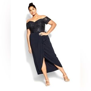 City Chic Maxi Love Ruffle Midnight (Navy) XL/22 - NWT